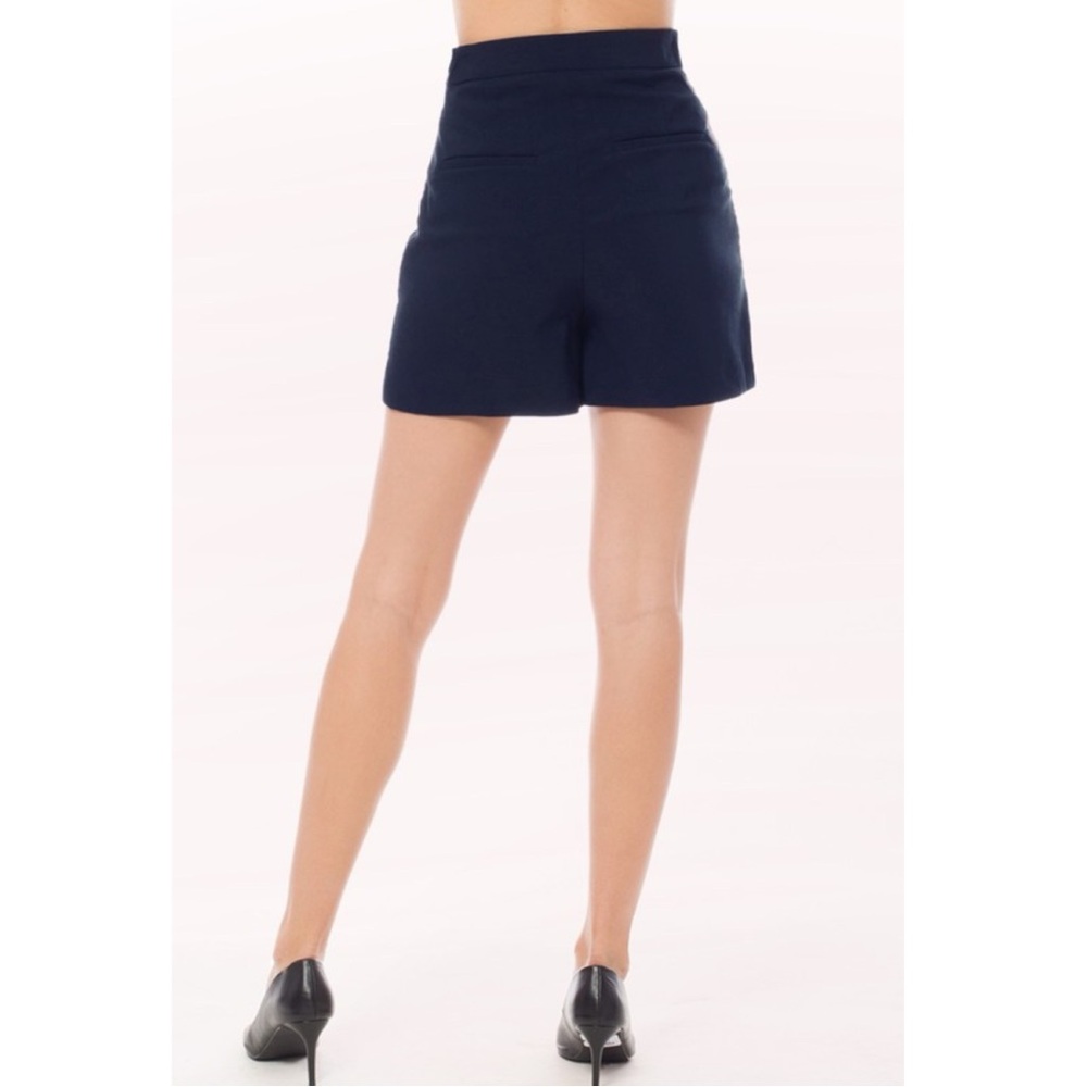 High-Rise Navy Shorts with Gold Button Accents - Picture 4 of 9
